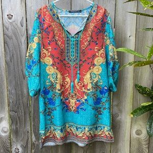 Beautiful Boho tunic in a silk-look fabric XL